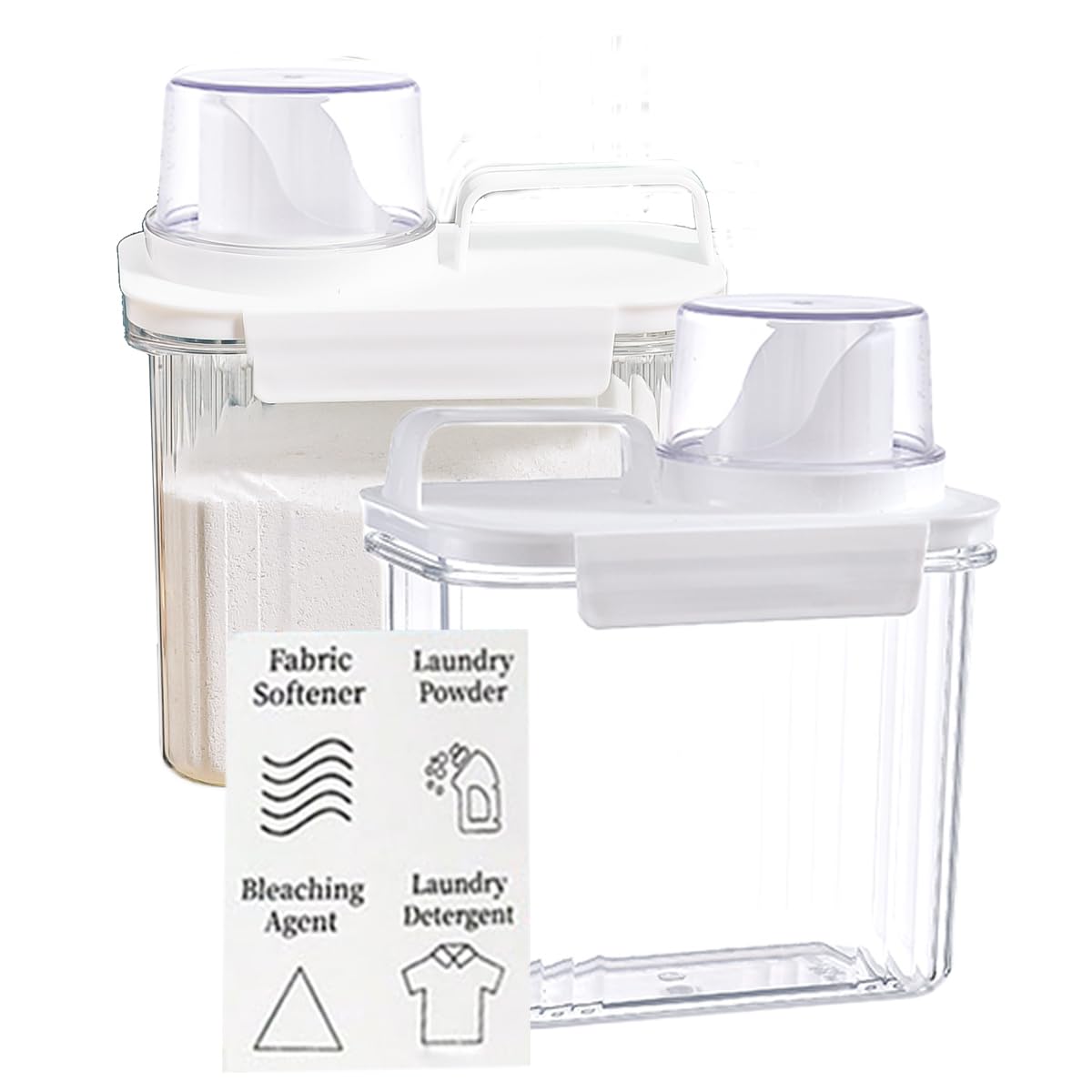 [2 Pack] Laundry Detergent Dispenser for Laundry Room Organization and Storage, 1500ml Laundry Soap Dispenser?Liquid Laundry Detergent Dispenser with 4 Removable Labels, BPA Free & Pet Plastic, Clear