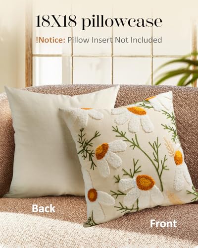 Embroidered-Throw-Pillow-Cover-18×18-Outdoor-Decorative-Pillow-Covers-with-Zipper-for-Couch-Sofa-Bedroom-Aesthetic-White-Daisy-Soft-Cozy-Cotton-Pillowcase-Covers-with-Patterned Embroidered Throw Pillow Cover 18×18 Outdoor Decorative Pillow Covers with Zipper for Couch Sofa Bedroom Aesthetic White Daisy Soft Cozy Cotton Pillowcase Covers with Patterned