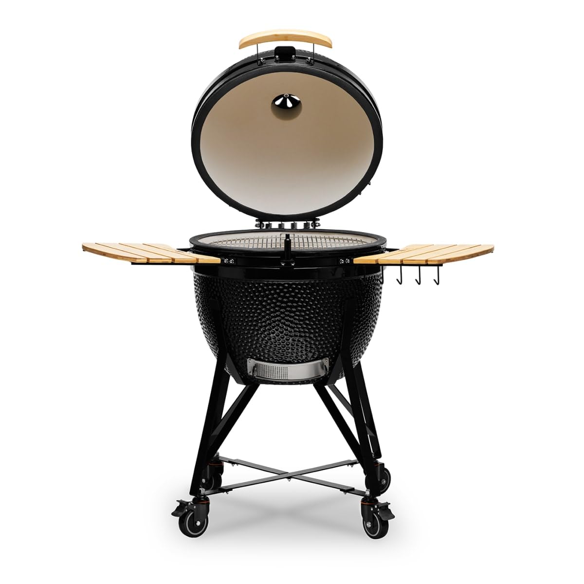 Kamado Bono Grande Limited BBQ Grill Ø 64cm und 6 zusätzliches Grillzubehör – Schwarzer Kamado-Grill – Keramikgrills für den Außenbereich – Perfekt für BBQ und Grillen