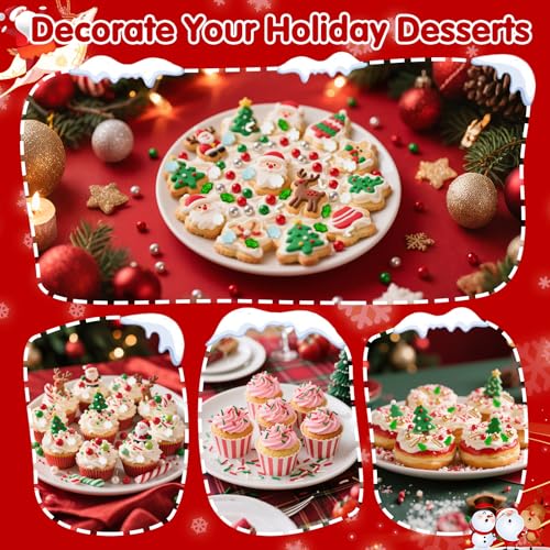 Image of Edible Christmas Sprinkles for Cake Decorating,130g,White and Blue Snowflake,White Candy Cane,Red Silver Pearls,Christmas Trees,Nonpareils,Sugar Holiday Sprinkle for Cupcake Toppers,Cookie,Ice Cream Decorations Winter Theme Party Supplies