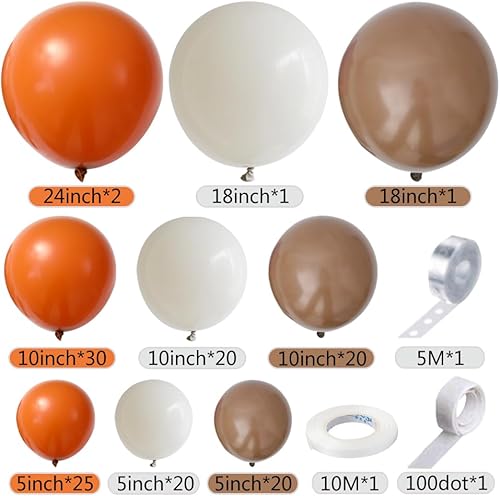 Miniatura 2 de Kit de arco de guirnalda de globos de color naranja quemado, naranja quemado, marrón, arena, blanco, para otoño, bohemio, baby shower, cumpleaños,