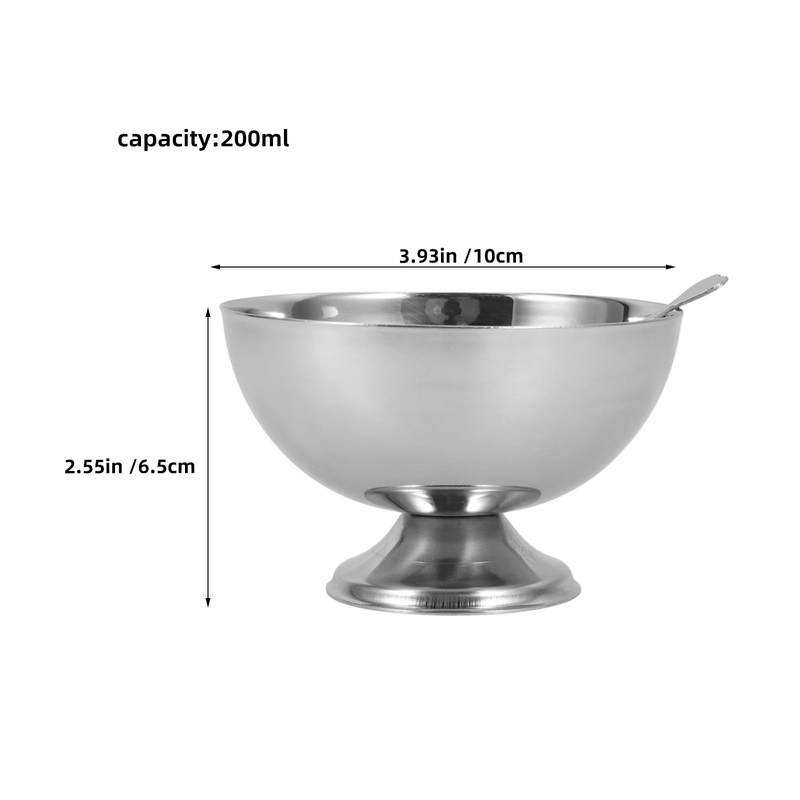 DOITOOL Lot de 6 coupes à glace en acier inoxydable : coupes à dessert sur pied de 200 ml pour glacées, bonbons et salades – bols à salade ronds pour fêtes, buffets, restaurants et Noël