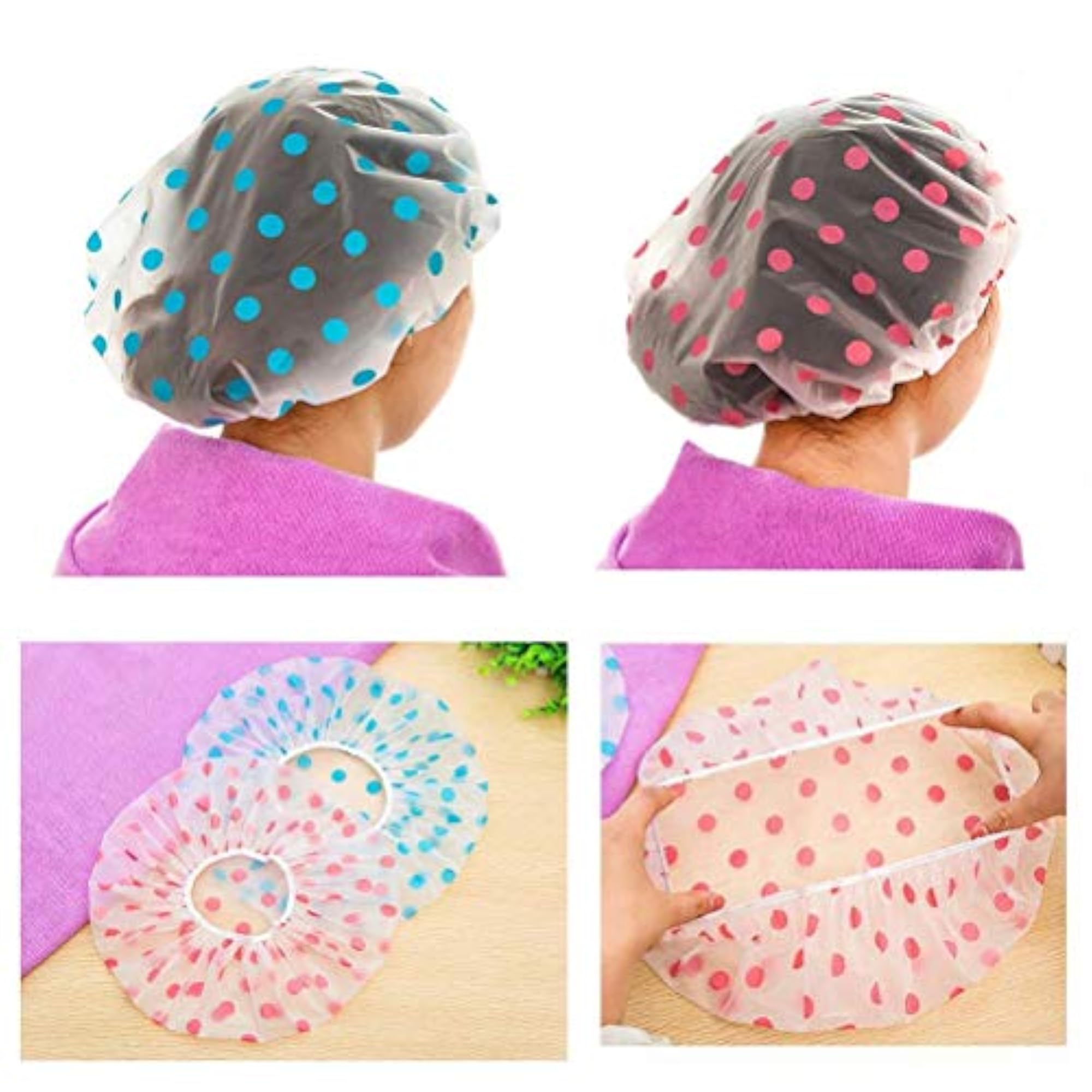 3 Pcs Waterproof Reusable Shower Caps for Women, Men & Kids