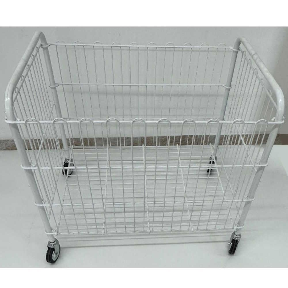 Carrello contenitore robusto pieghevole mm.790x530x750 in tondino di ferro plastificato D.20 cestone per lavanderie industriali cesto espositore portabiancheria su ruote