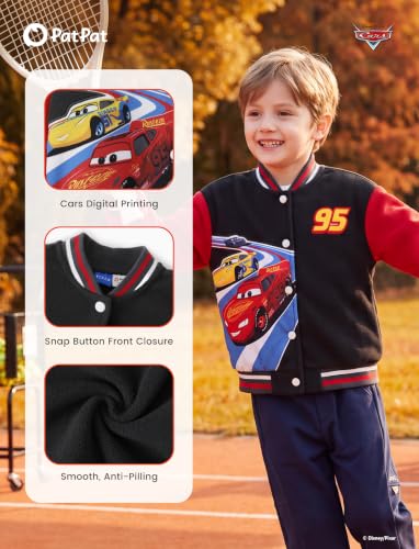 Image of Disney Marvel Bomber Jacket Spider Man Toy Story Cars Varsity Cardigan2-13Y | Officially Licensed Snap Button Coat,Fall Star Wars Graphic Cloth Top,Hulk Venom Stitch Mickey Lightning Mcqueen Kids Apparel