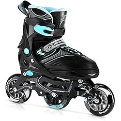 Patines Dos Ruedas Laterales Triskates Nils Extreme Charisma - Patines en línea con 3 ruedas (riel de aluminio ABEC7, talla 35-38, ajustables), color negro y amarillo