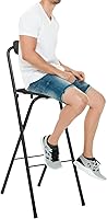 Vista 4 de Folding Chair with Backrest, 41.3 Inch Tall Collapsible Stool, Portable Folding Bar Stool, Counter Height Seat with Leather Padded for Kitchen