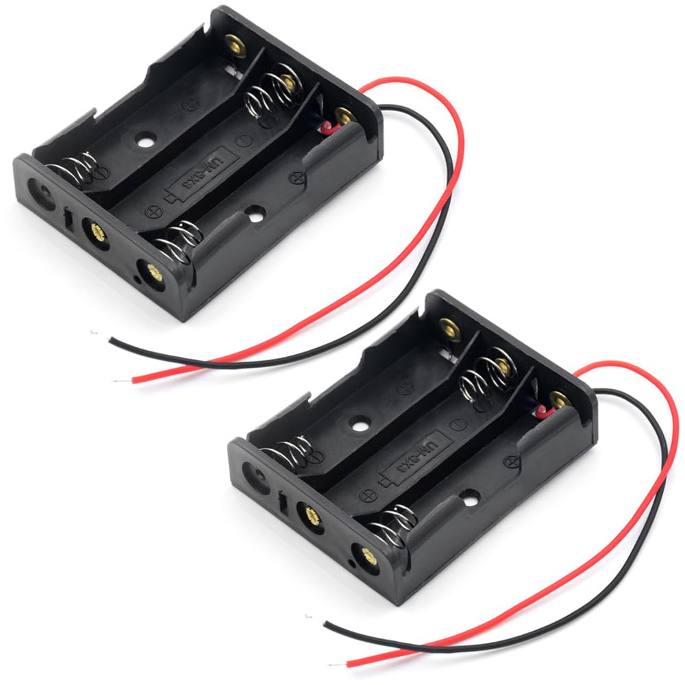 YFFSFDC 単3電池用 電池ケース 2個セット 1.5V 3本 単三 ボックス ホルダー リード線付き バッテリーケース バッテリーボックス