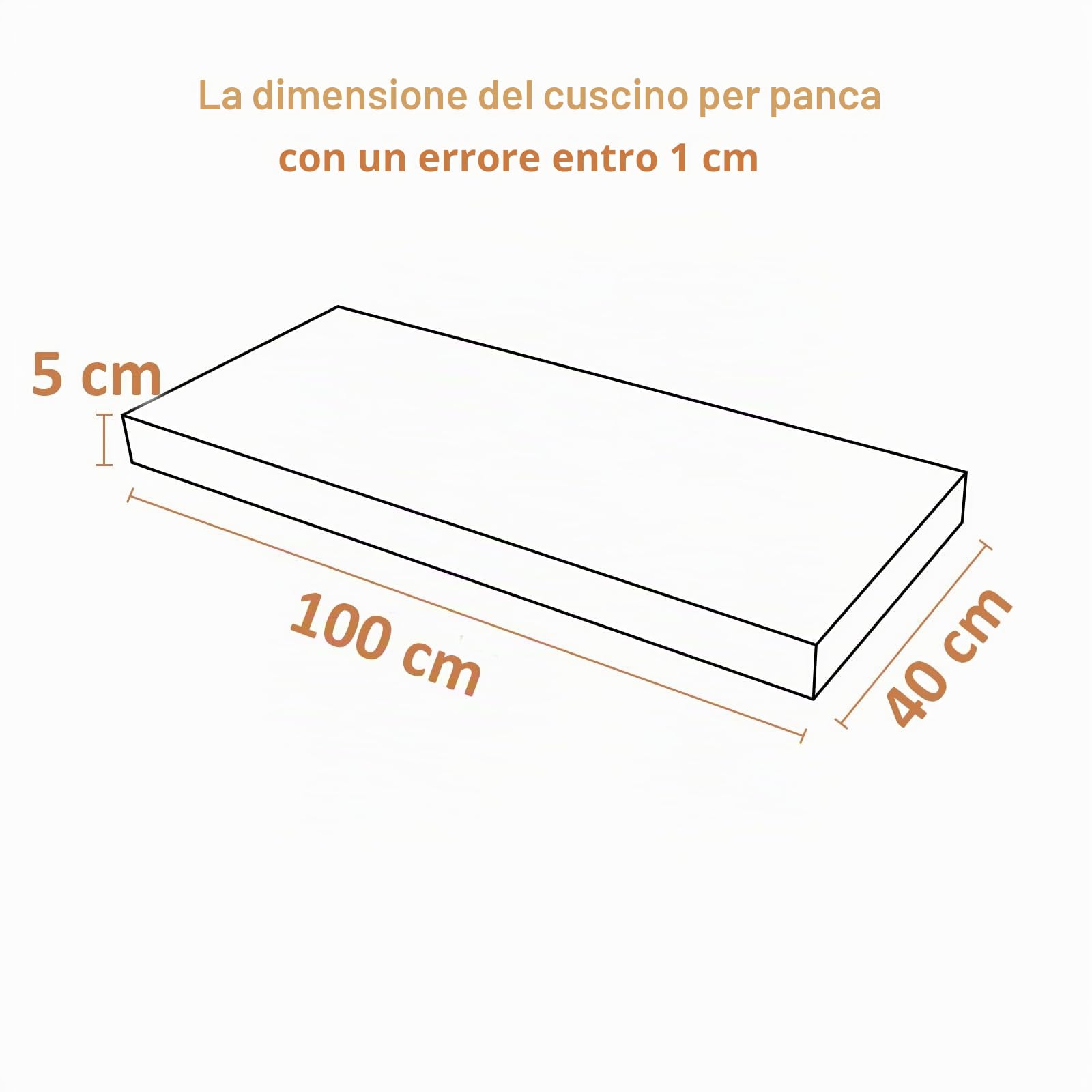 Cuscino per panca in lino 100x40x5 cm, Cuscini per sedute da interno traspiranti e rinforzati, Cuscino per panca ad alta densità con fondo antiscivolo per interni per mobili da veranda (cammello)