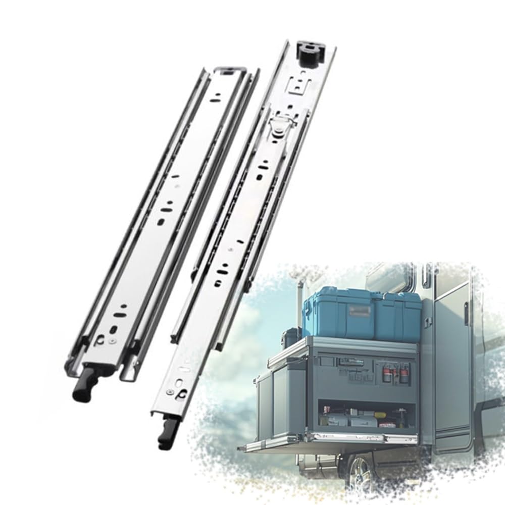 Guide per cassetti, Guide for cassetti con bloccaggio, montaggio laterale for carichi pesanti, 10-40 pollici, acciaio laminato a freddo(26in/650mm)