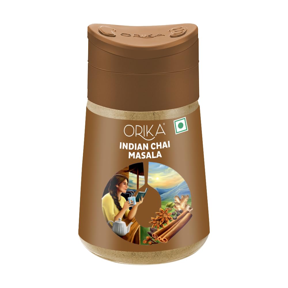 ORIKA Indian Chai Masala/Indian Tea Spice Mix | Blend Of Ginger, Rose Petal, Green Cardamom, Cinnamon (Dalchini), Clove, Star Anise, Big Cardamom, Black Pepper, Aniseed, 70 G