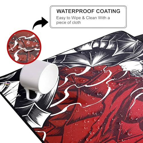 Image of Anime Mouse Pad 18x36 Inch 3mm Extended Gaming Desk Mat with Anti-Slip Rubber Base Mousepad for Smooth Surface Desk pad for PC & Laptop Use Waterproof & Stiched (Multicolour) Deskpad