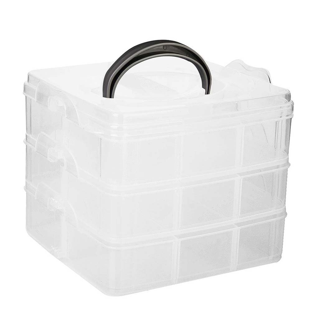 Tinksky Jewelry Organizer Storage Container with Removable Dividers 3-Layer 18-Grid (Transparent)
