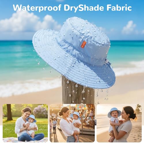 Image of HECCEI Toddler Baby Sun Hat, UPF 50+ Wide Brim Infant Bucket Hats for 0-6Y