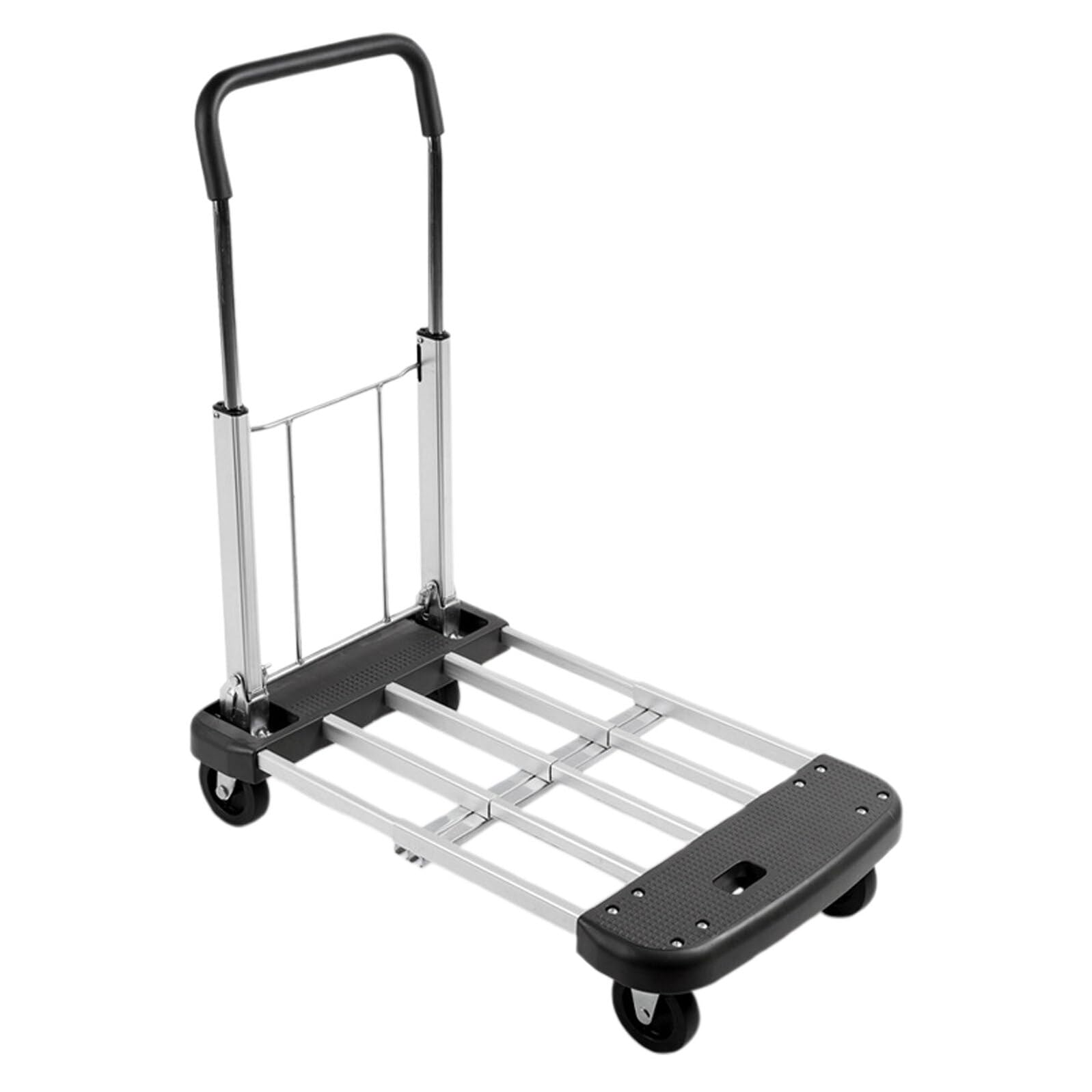 YXZQLOZ Aluminum Folding Flatbed Cart Heavy-Duty Portable Utility Trolley for Household, Luggage, Cargo Transport, Garden, and Shopping Hand Truck with Silent Wheels
