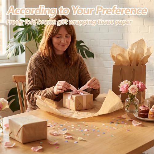 Image of Bobobag 100 Sheets Brown Tissue Paper 20 inchX14 inch Tissue Paper for Gift Bags, Gift Wrapping Tissue, Christmas Tissue Paper Anniversary Holiday Decoration Arts Craft