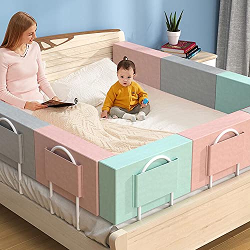 Barandilla de seguridad para cama con anclaje universal protector lateral rosa de 60 cm 3