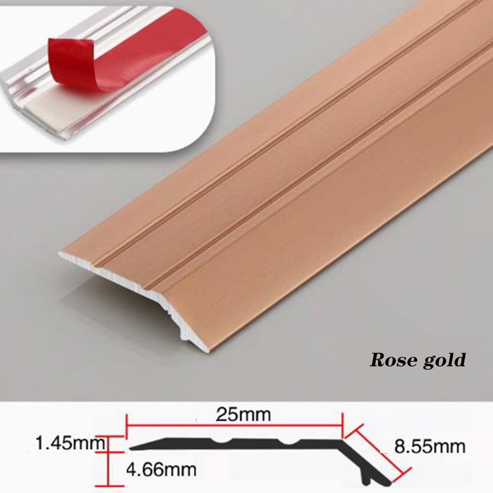 Listwa przejściowa do podłogi Aluminiowa samoprzylepna, metalowa rampa progowa, listwa wykończeniowa do wykładzin dywanowych Regulacja wysokości 5 mm(Rose,90cm/35.4in)