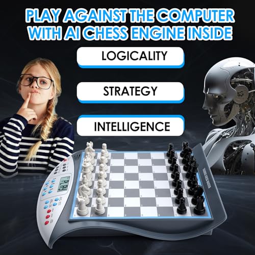 Leveroam LM184 Electronic Chess Set With Voice Teaching System, Magnetic Computer Chess Game thumb #3