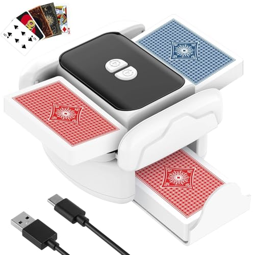 Barajador de Cartas Automático, 1 a 2 Barajas Mezclador de Cartas Eléctrico, 2600 mAh, Barajador de Cartas, Compatible con Póquer UNO Blackjack Texas Hold'em