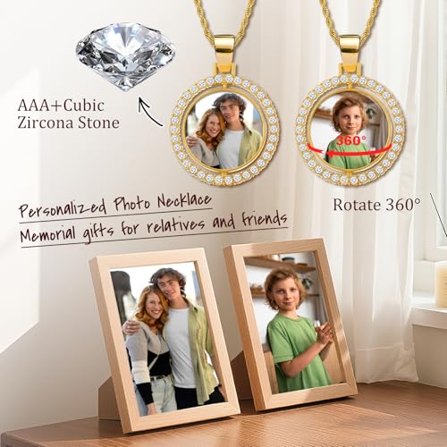 Custom Picture Necklace Personalized Photo, Personalized Circle Chain Pendant with Picture Christmas Birthday Memorial Gifts for Women Men Boyfriend4