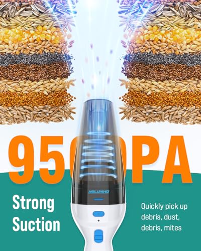 Handheld Vacuum Cordless, 9500PA Car Vacuum Portable Cordless with Powerful Suction, Lightweight & Portable Handheld Vacuum with Large-Capacity Battery for Car/Home/Pet