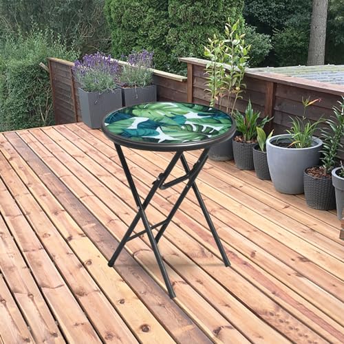 Songbate WX018 18 Inch Outdoor Side Table, Small Patio Table With Tempered Glass Tabletop thumb #6