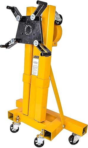 Miniatura 3 de JEGS Soporte de motor plegable | Cabeza giratoria con engranajes | Acabado amarillo | Capacidad de 1500 libras | Cabezal de montaje ajustable de 360