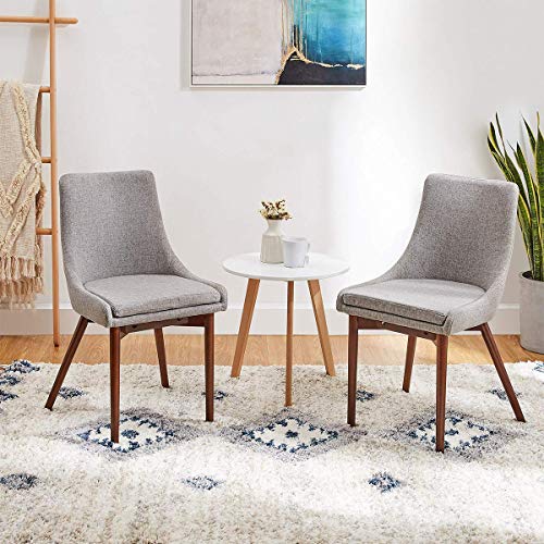 Canglong Upholstered Fabric Chairs And Solid Wood Legs For Kitchen Dining Bedroom Living Room, Set Of 2, Grey #TOP2