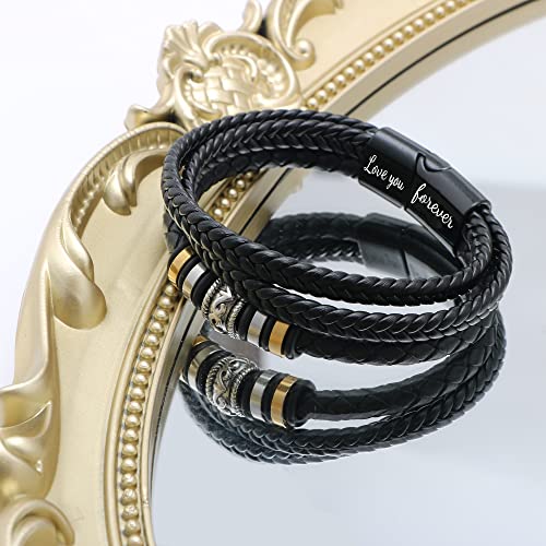 Joycuff 𝐆𝐫𝐚𝐧𝐝𝐬𝐨𝐧 𝐆𝐢𝐟𝐭𝐬 𝐟𝐫𝐨𝐦 𝐆𝐫𝐚𝐧𝐝𝐦𝐚 𝐆𝐫𝐚𝐧𝐝𝐩𝐚 Mens Leather Bracelet, Leather Bracelets For Grandsons, Birthday Father's Day Thanksgiving Day Christmas Gifts For Grandson #TOP5