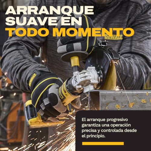 Amoladora angular DEWALT compacta para evitar atascos al cortar metales duros con 125mm 6