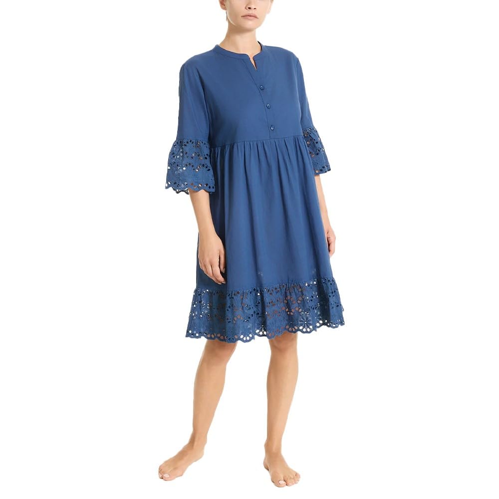 RAGNO Vestito con Dettagli in Sangallo e Mussola di Cotone ds91dg