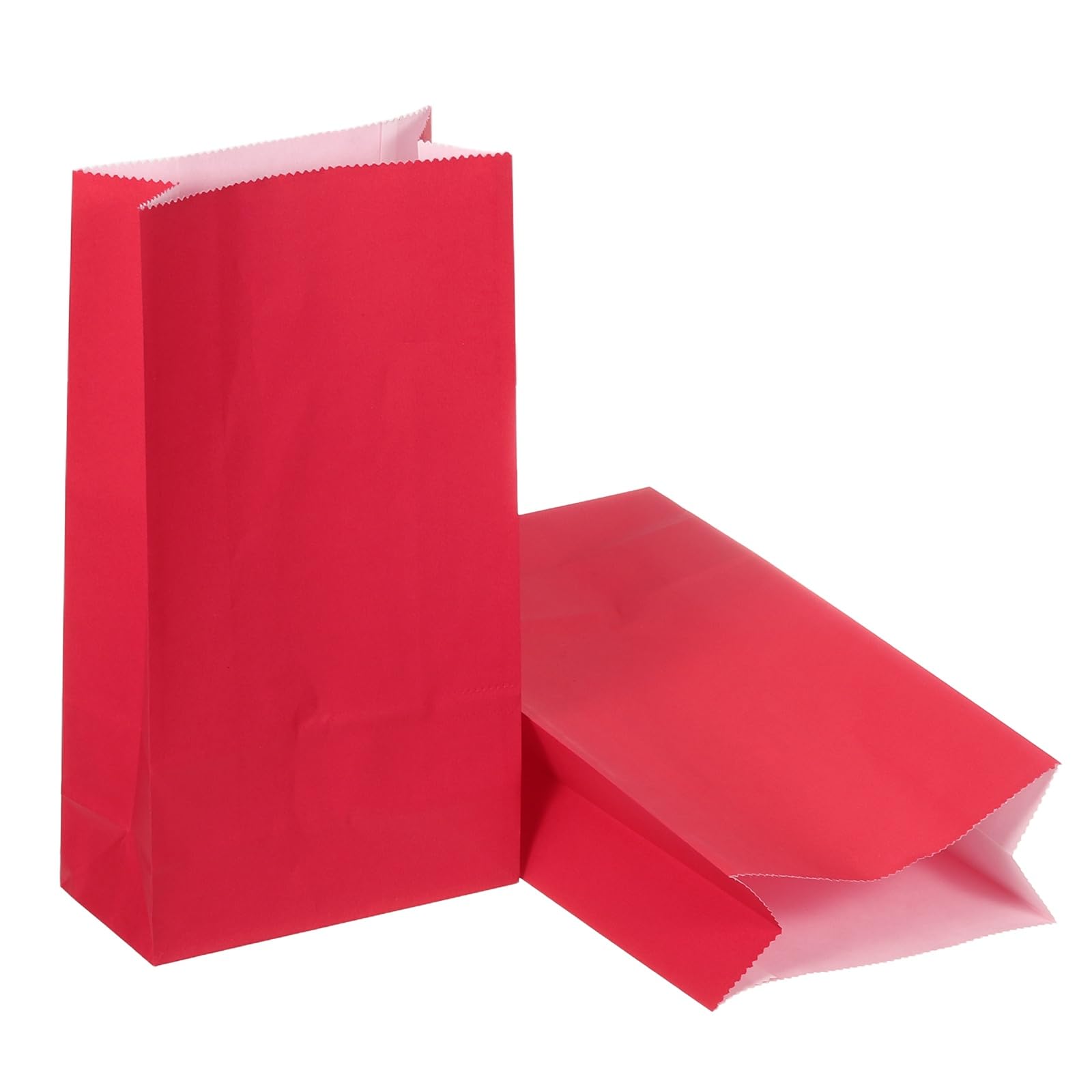 PATIKIL Party Favor Bag, 50 Pcs 12cm x 6cm x 22cm Mini Paper Candy Bags Gift Treat Celebration Halloween Goody Birthday Wedding Party with Stickers, Red