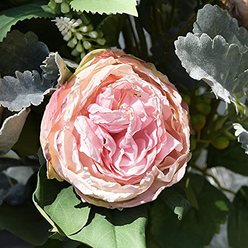 Image of FiveSeasonStuff Vintage Blush Pink Peonies - Realistic Artificial Silk Flowers with Dry-Look Petals, 6 Stems for Rustic Home & Wedding Bridesmaids Bouquet Bridal Showers