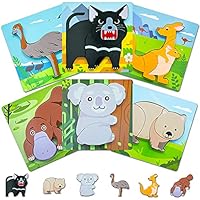 6-Pack Kippto Toddler Wooden Animal Puzzles