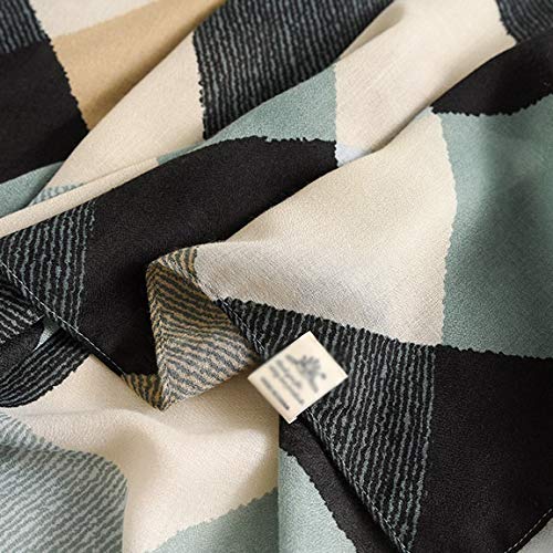 Bufanda de algodón para Mujer de Verano a Cuadros Playa Hijab Chales y Abrigos Pañuelo de Diseñador Foulard Femenino (Color : C)