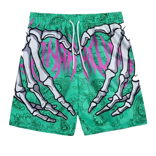 Disfraz de Halloween para Pantalones Casuales Estampados Chándal De Hombre Pantalones Cortos de Playa de Verano con Estampado a Mano para Pantaloneta Hombre Bolsillos