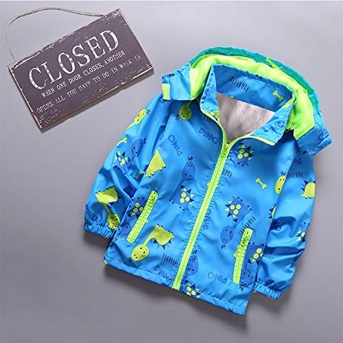 Waterproof Hooded Jacket for Boys Girls,Kids Raincoats Indoor Outdoor Windbreaker Dinosaur Rain Jacket 2-10Y2
