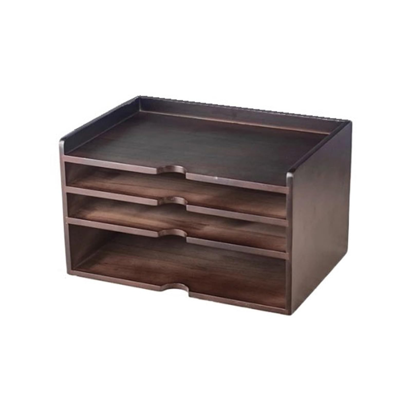 Lizhuzhuzs28 Bookcase Shelf Desktop Four-tier Bookshelf Wooden Retro Filing Storage Rack for Office Home Bookshelf Display