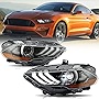 ROXX Full LED Projector Headlights Compatible with 2018 2019 2020 2021 2022 Ford Mustang Headlamp Replacement w/High Low Beam Reflector Pair Black Housing