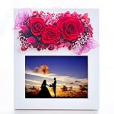 プリザーブドフラワー 写真立て 結婚祝い プレゼント 人気ランキング おしゃれ 還暦 還暦祝い 写真入り 結婚 記念日 ブリザードフラワー (オールプリザ・ローズレッド)