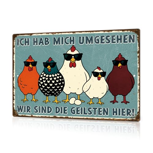 Putuo Decor Plaques métalliques amusantes Nous sommes les poules les plus cool ici Marques de décoration murale pour la cuisine Ferme Maison de campagne...
