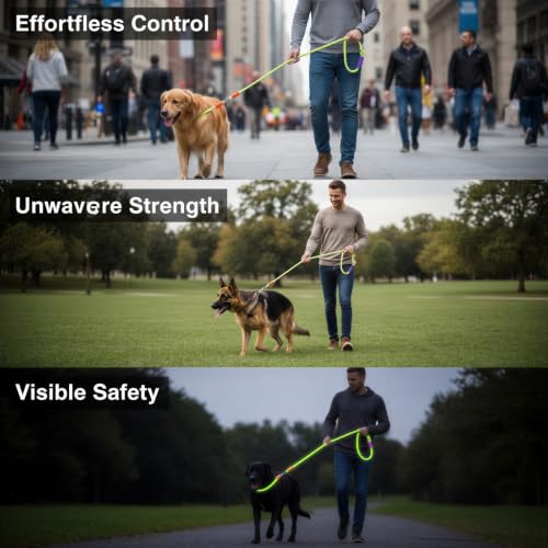 Correa de cuerda ajustable con mango suave para el control seguro de perros grandes 4
