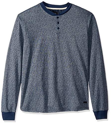RVCA Men Lavish Henley Knit T-Shirt Blue Medium