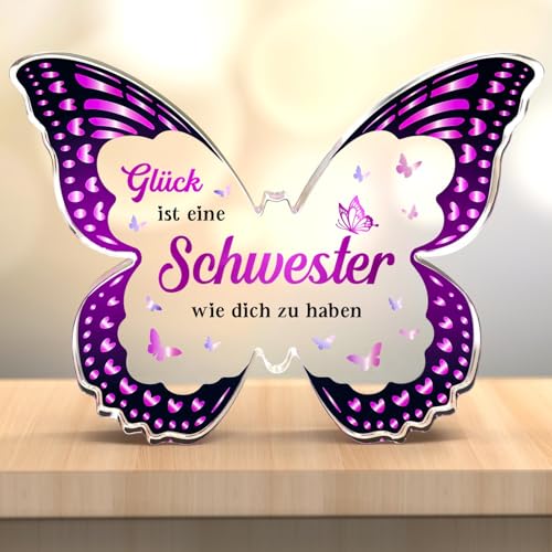 Joyvado Schwester Geschenk Weihnachten, Schmetterlings Acryl...