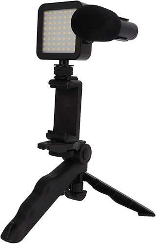 Kit de trípode de micrófono de luz de relleno de video LED para grabación de fotografía de cámara de teléfono