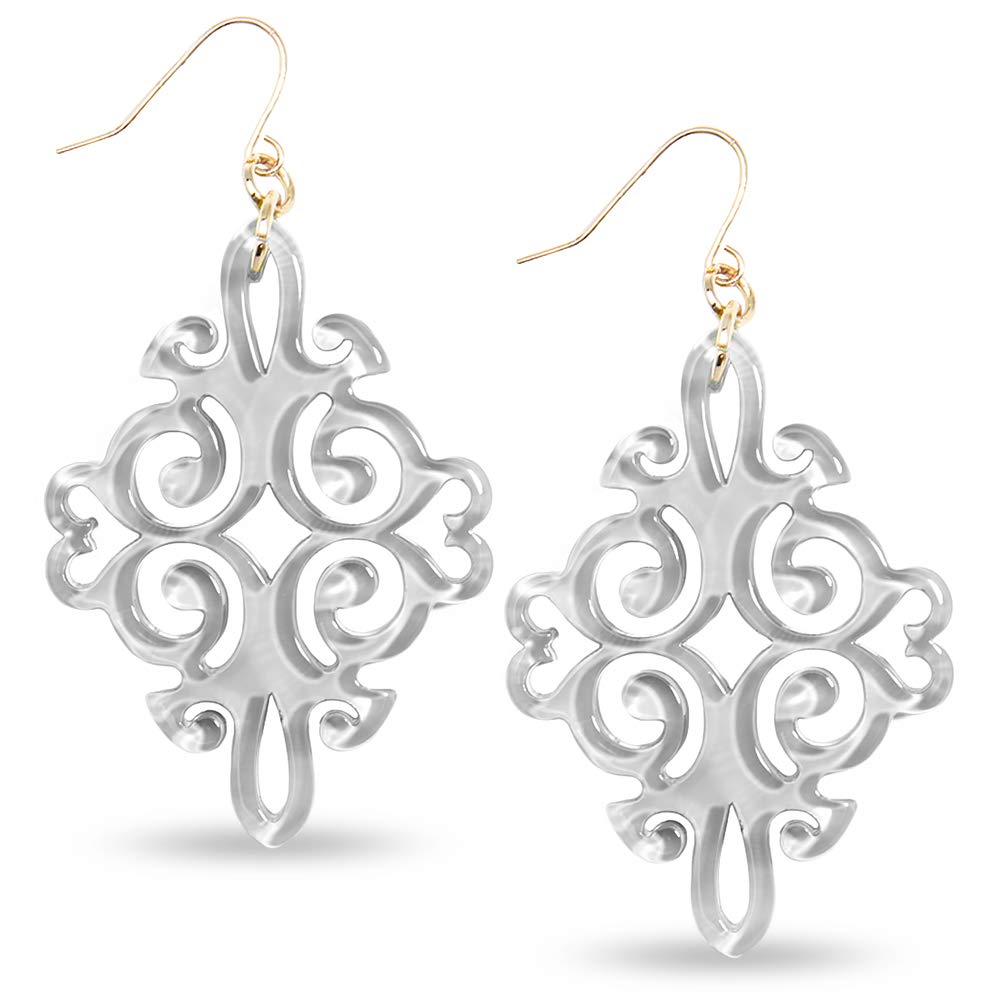 ZENZII Acrylic Resin Twirling Drop Earrings for Women