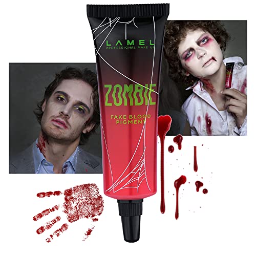 Zombie Realistic Red Fake Blood - Halloween Makeup Zombie Vampire Fake Blood - Washable Fake Blood Face Mouth Clothes, Easy to Clean Blood Paint Vampire, Bloody Clothing Splatter Dress Up Cosplay