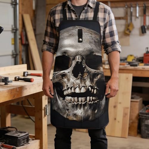 Delantal de trabajo ajustable con diseño Death Skull miniatura 5