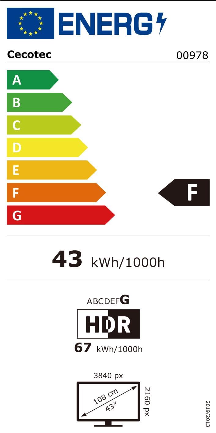 Cecotec Smart TV, Televisor LED de 43 Pulgadas Resolución 4K UHD A4 Series ALU40043. Google TV, Dolby Audio, HDMI 2.1, USB 3.0, HDR10, 16 GB ROM, Google Voice Assitant y Chromecast, Serie A4, 43"